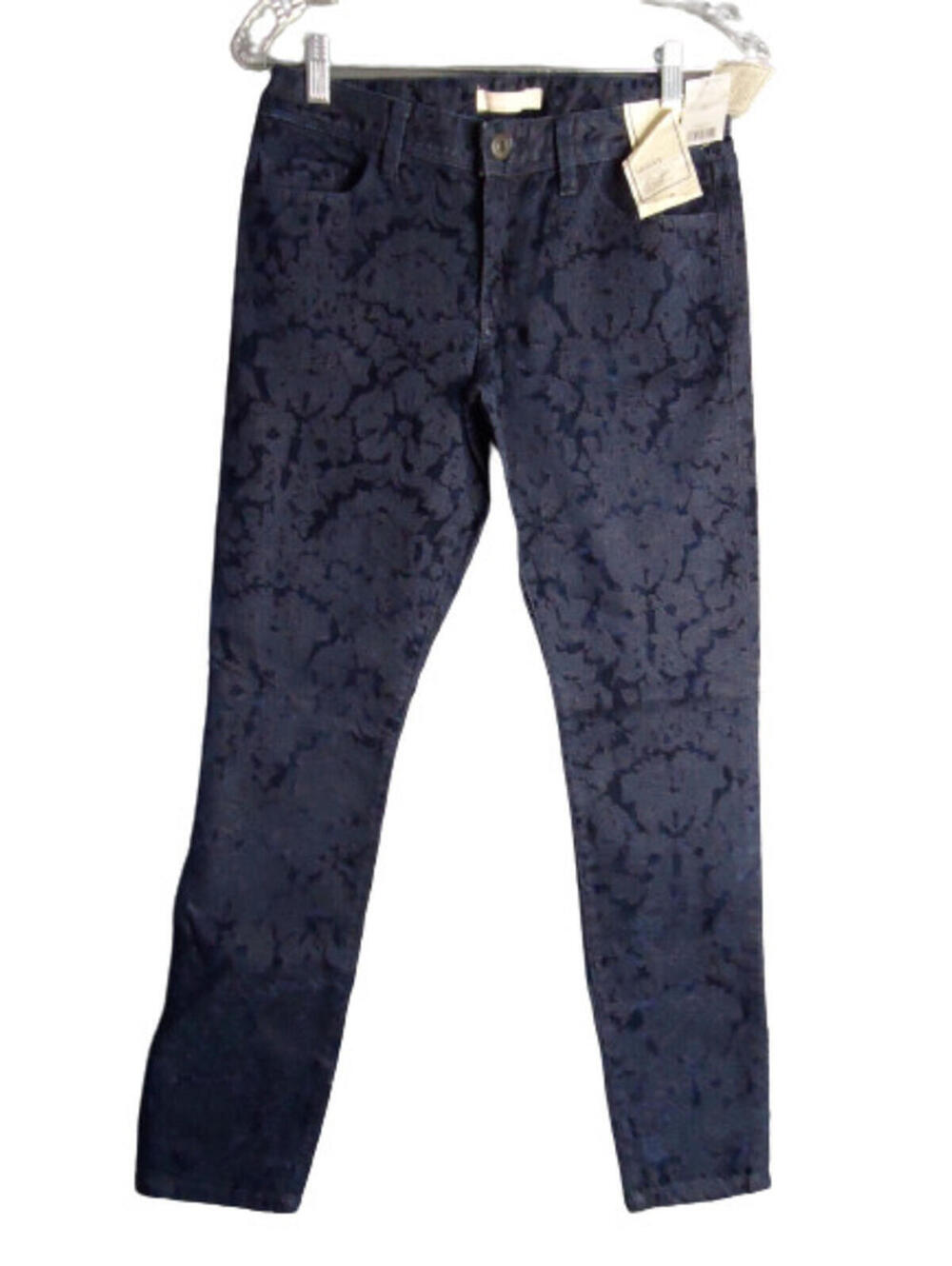 Banana Republic Skinny Ankle Mid Rise Dark Blue Brocade Jeans Womens Size 26
